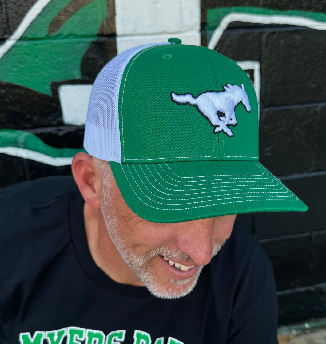 New Embroidered Green/White - Mustang Cap