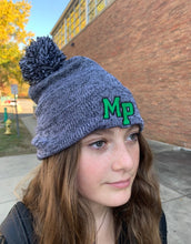 Load image into Gallery viewer, Dark Heather Grey Pom-Pom “MP” embroidered hat
