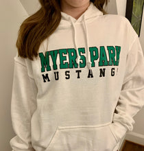 Load image into Gallery viewer, “Myers Park / Mustangs” White Hoodie
