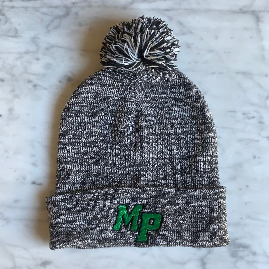 Dark Heather Grey Pom-Pom “MP” embroidered hat – Myers Park Swag Wagon